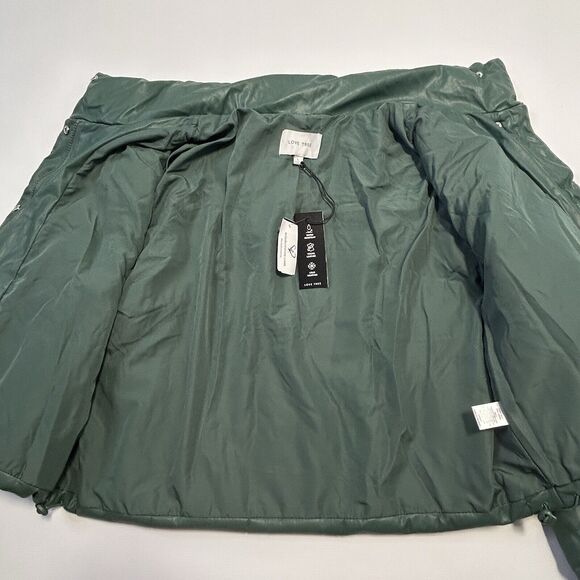 Windsor Love Tree Vegan Leather Puffer Crop Jacket Womens Size Large, Green - Picture 6 of 16